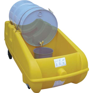 DRUM TROLLEY - Mobilne stanowisko robocze, polietylenowe 250 l, beczka 1*200 l, żółty, 